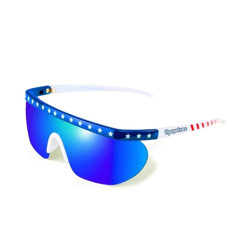 Tipsy Elves Green Zippered Hard‎ Case Blue Star Pattern Sunglasses
